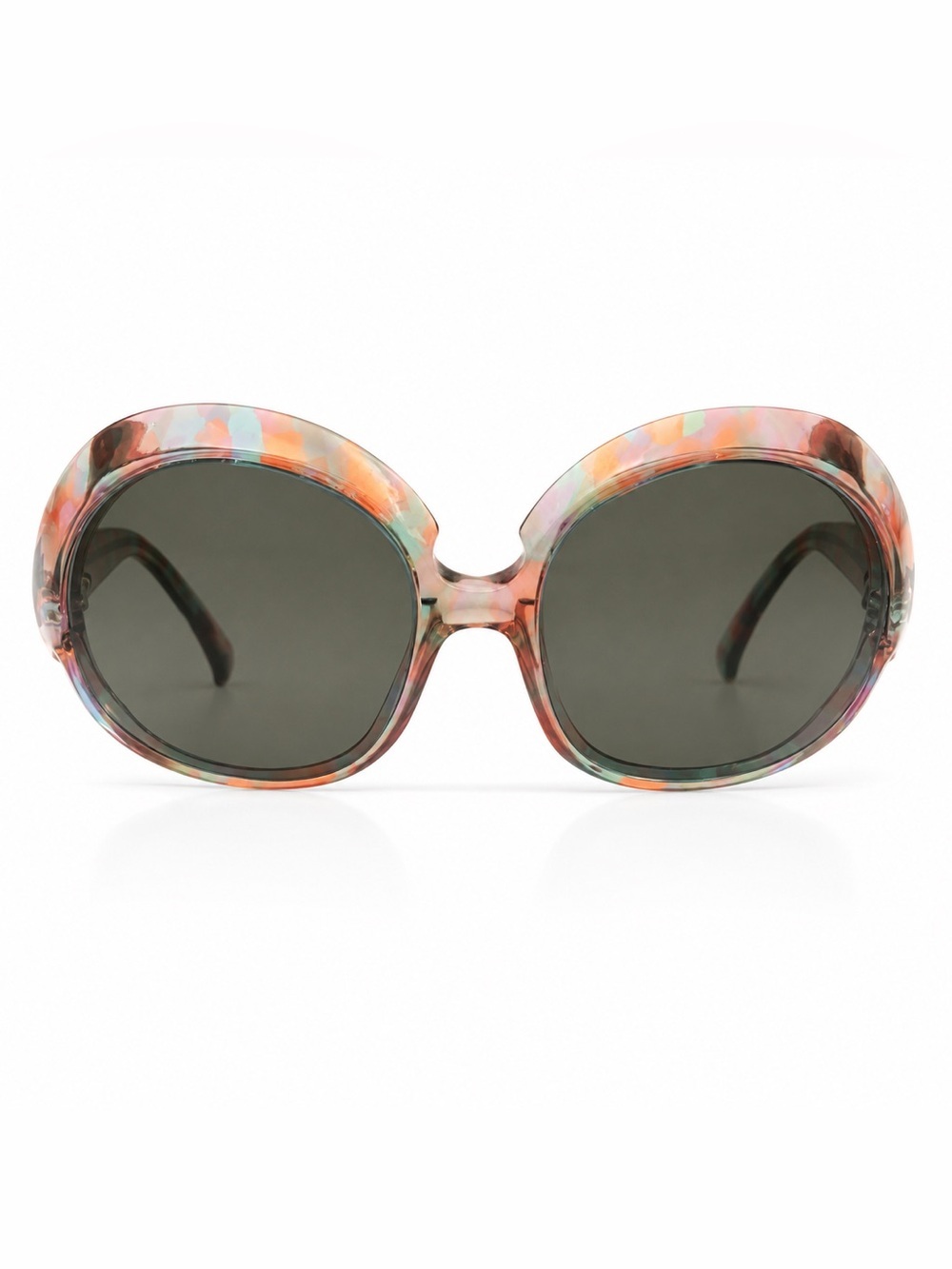 APRIL 401 Oversized Round Sunglasses Pastel Tortoise Retro Statement